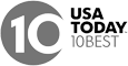 The image shows the USA TODAY 10Best logo, featuring the number 10 within a circle alongside the text "USA TODAY 10BEST" on the right.